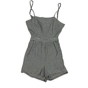 Kendall And Kylie Gingham Romper Women's Size XS Black White Sleeveless Summer
